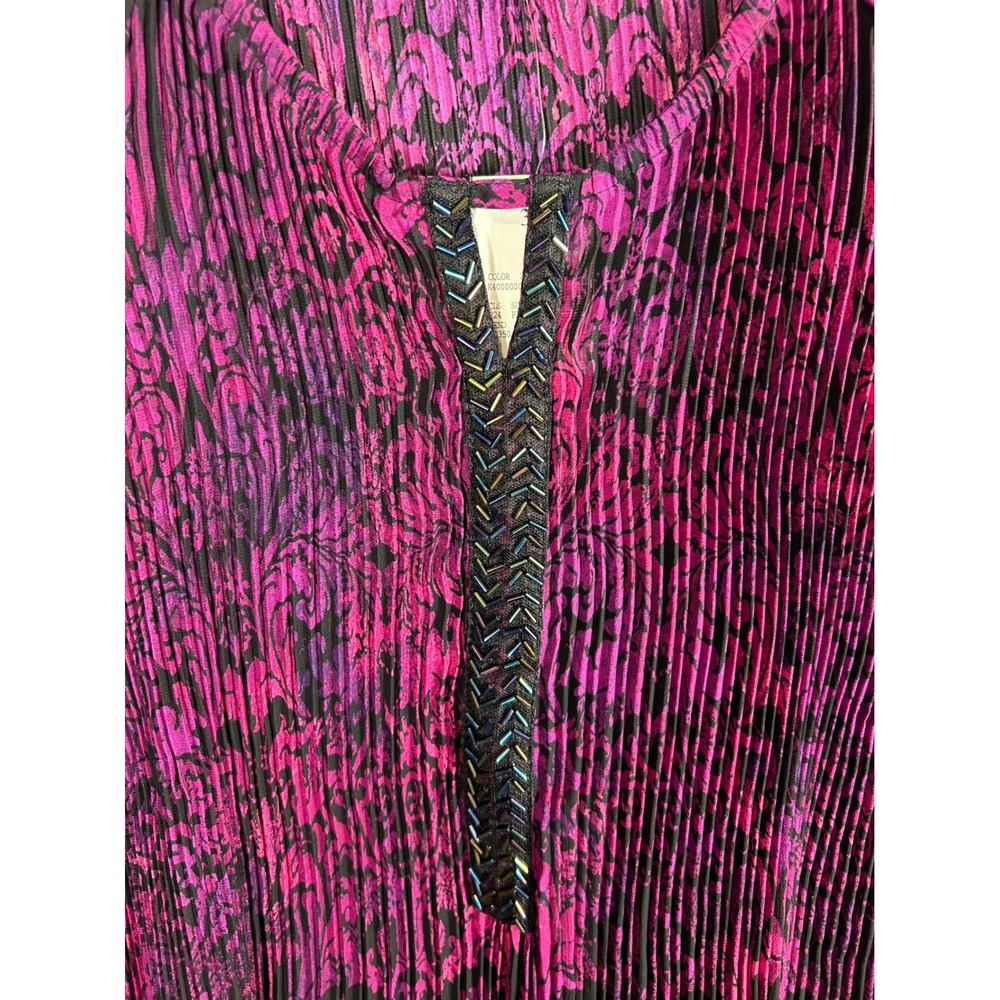 NWT Catherines Womens 3X Purple Black Ombre Pleated Beaded Tunic Blouse - Picture 7 of 9